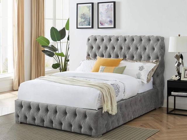 Mayfair Silver Fabric Ottoman Bed - King Size on Productcaster.