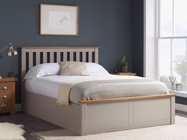 Rhodes Pearl Grey Wooden Ottoman Bed - Small Double on Productcaster.