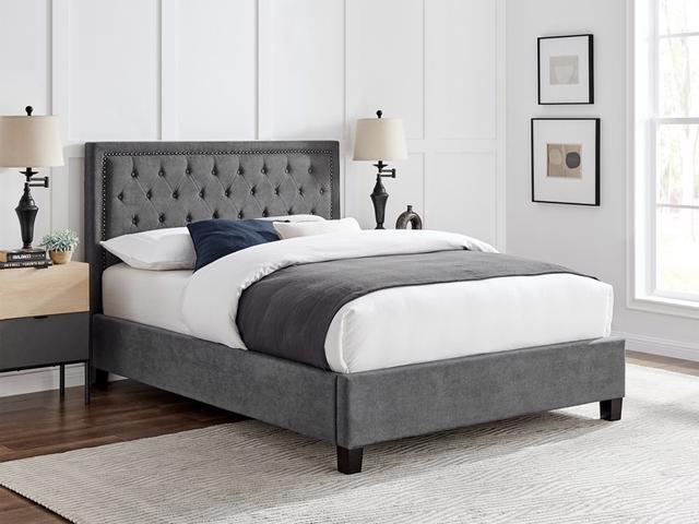 Carina Dark Grey Fabric Bed Frame - King Size on Productcaster.