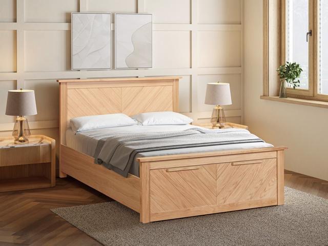 Reynolds Oak Finish Wooden Storage Bed Frame - Super King Size on Productcaster.