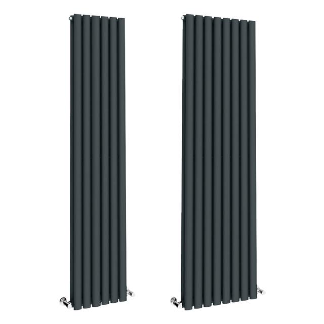 Anthracite Grey Vertical Radiator | Tall Modern Designer Radiator | 472mm Wide on Productcaster.