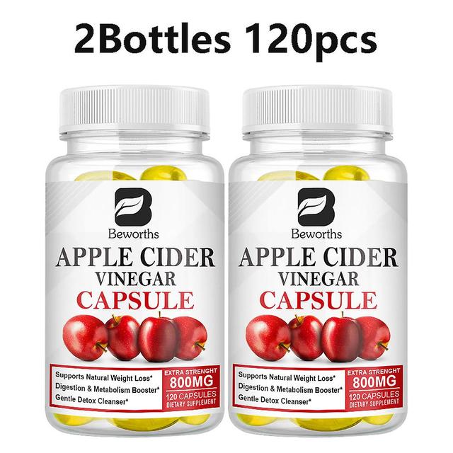 Visgaler Organic Apple Cider Vinegar Capsules For Supports Healthy Weight Management,digestion,detox&immune Soothes Gas&bloating 2bottles 120pcs on Productcaster.