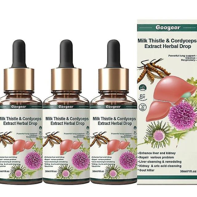 3 stuks mariadistel & Cordyceps vloeibare druppels, leverondersteuning voor lever en nierreiniging Detox & reparatie, kruidenextract on Productcaster.