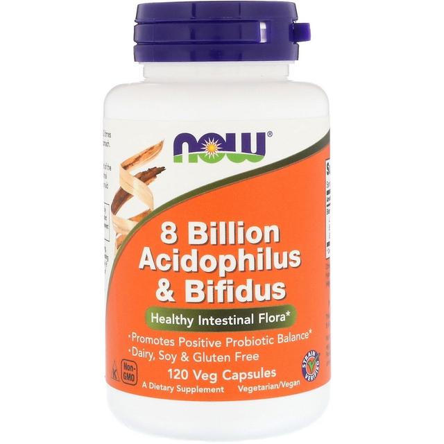 NOW Foods Ahora Alimentos, 8 mil millones de Acidophilus & Bifidus, 120 Cápsulas Veg on Productcaster.