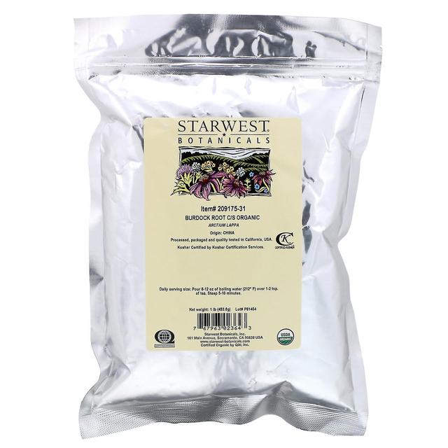 Starwest Botanicals, C/S Organic Burdock Root, 1 lb (453.6 g) on Productcaster.