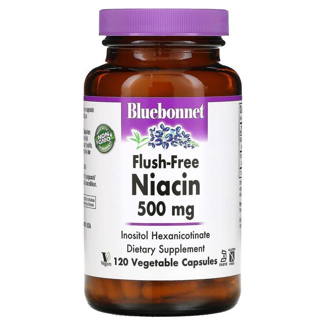 Bluebonnet Nutrition, huuhtelematon niasiini, 500 mg, 120 kasvikapselia on Productcaster.