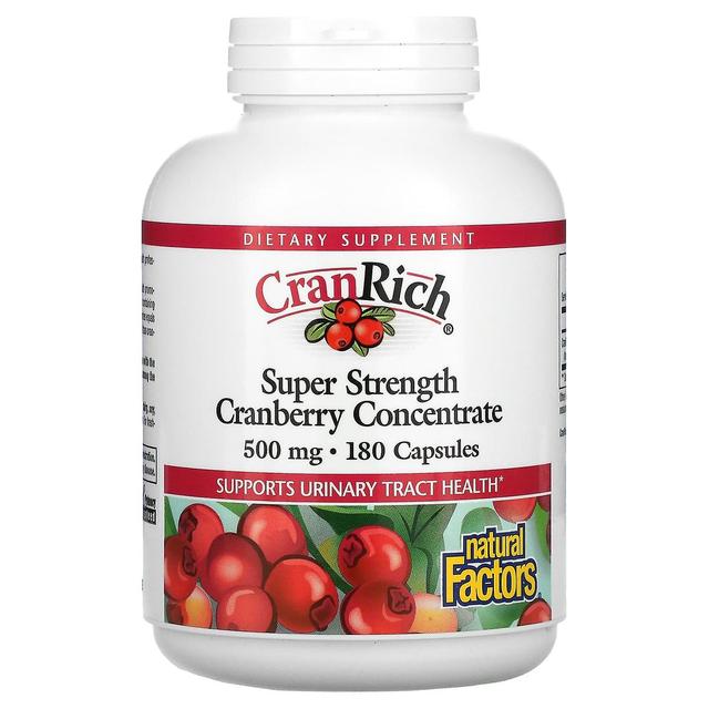 Natural Factors, CranRich, Super Strength, Cranberry Concentrate, 500 mg, 180 Capsules on Productcaster.