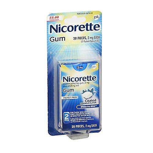 Nicorette Nikotin Polacrilex Gummi White Ice Mint, 2 mg, 20 Stück (Packung mit 1 Stück) on Productcaster.