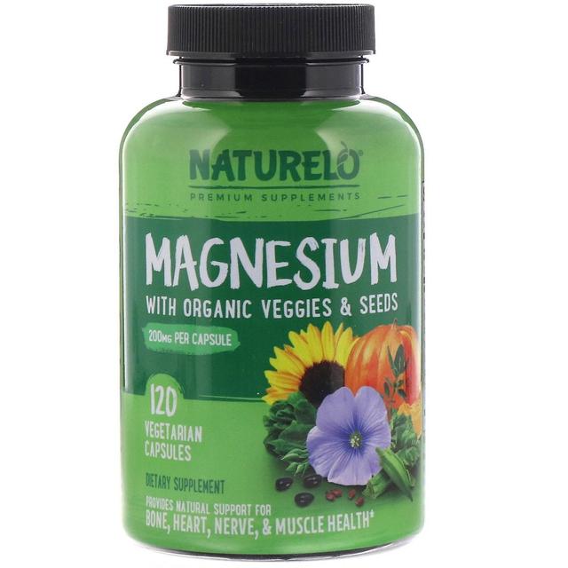 NATURELO, Magnesium with Organic Veggies & Seeds, 200 mg, 120 Vegetarian Capsule on Productcaster.