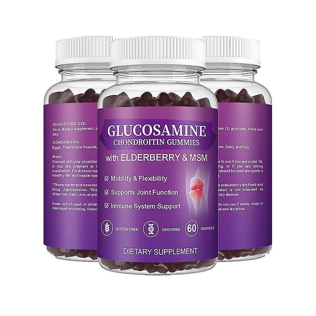 3 Pack Glucosamine Chondroitin Gummies, Extra Strength Joint Support Gummies With Msm & Elderberry For Natural Joint Support Supplement, Antioxidant I on Productcaster.