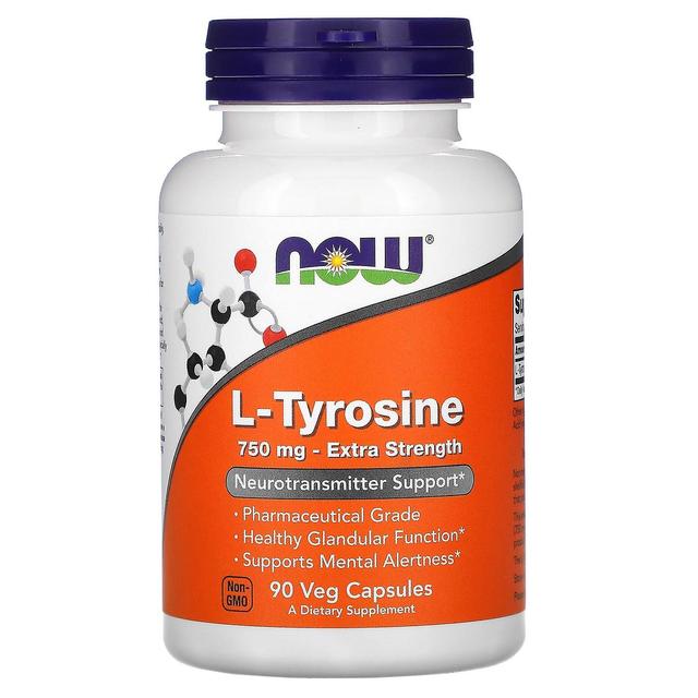 NOW Foods, L-Tyrosine, Extra Strength, 750 mg, 90 Veg Capsules on Productcaster.