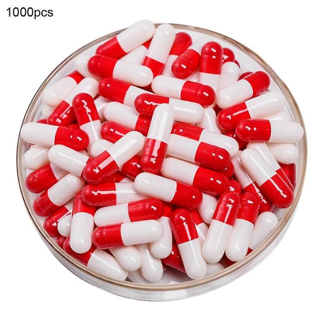 1000pcs Transparent Hollow Gelatin Empty Separated Medical Powder Capsule Shells lin Red White on Productcaster.