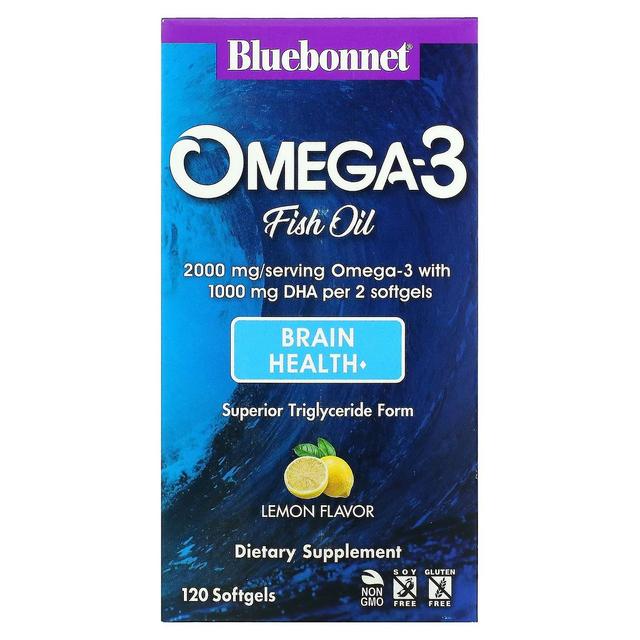 Bluebonnet Nutrition, Omega-3 Fish Oil, Brain Health, Lemon, 120 Softgels on Productcaster.