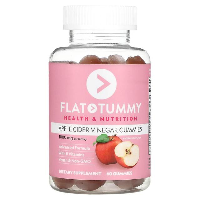 Flat Tummy Barriga Plana, Gummies de Vinagre de Maçã, Maçã Natural, 1.000 mg, 60 Gummies on Productcaster.