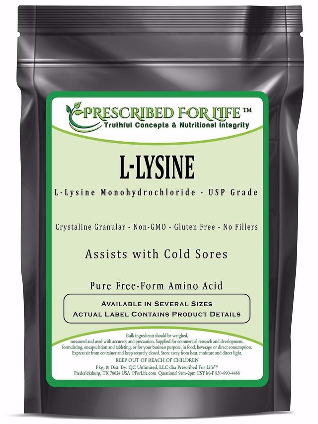 Prescribed For Life Lysiini (L)-Pure USP rakeinen aminohappo (L-lysiini Monohydrokloridi) 2 kg (4.4 lb) on Productcaster.