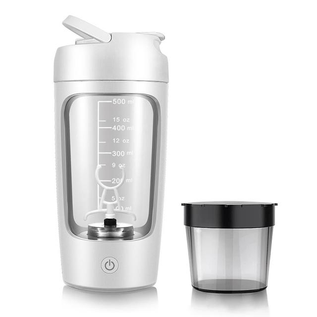 Fully Automatic Mixing Cup Portable Protein Powder Shaking Bottle Electric Protein Shaker Bottle White with Powder Box on Productcaster.