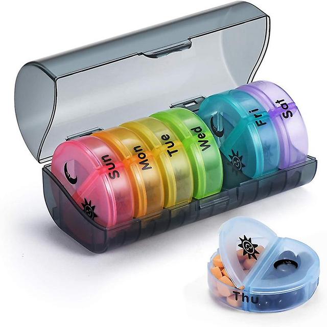 Weekly Pill Storage Box, 2/7 Days,for Pills/vitamins/fish Oil/supplements -grey on Productcaster.