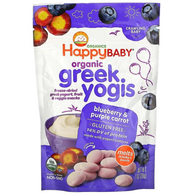 Happy Family Organics, Ekologisk grekisk Yogis, Blåbär & Lila morot, 1 oz (28 g) on Productcaster.