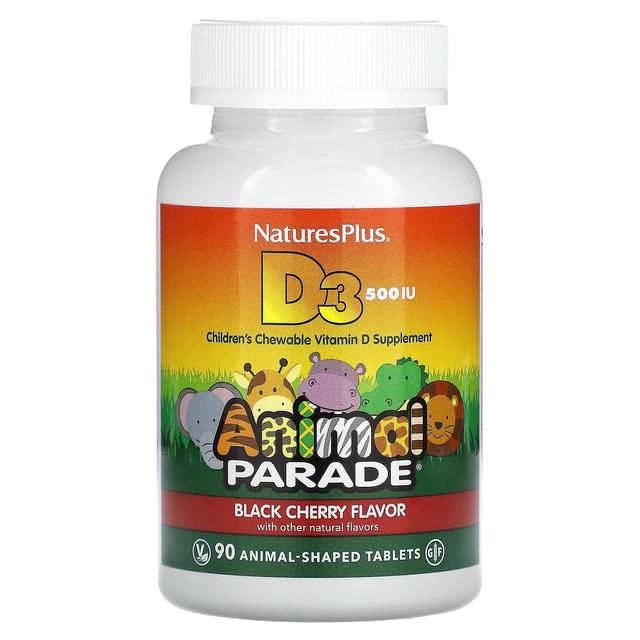 Nature's Plus NaturesPlus, Parata di animali, Vitamina D3, Amena, 500 UI, 90 compresse a forma di animale on Productcaster.