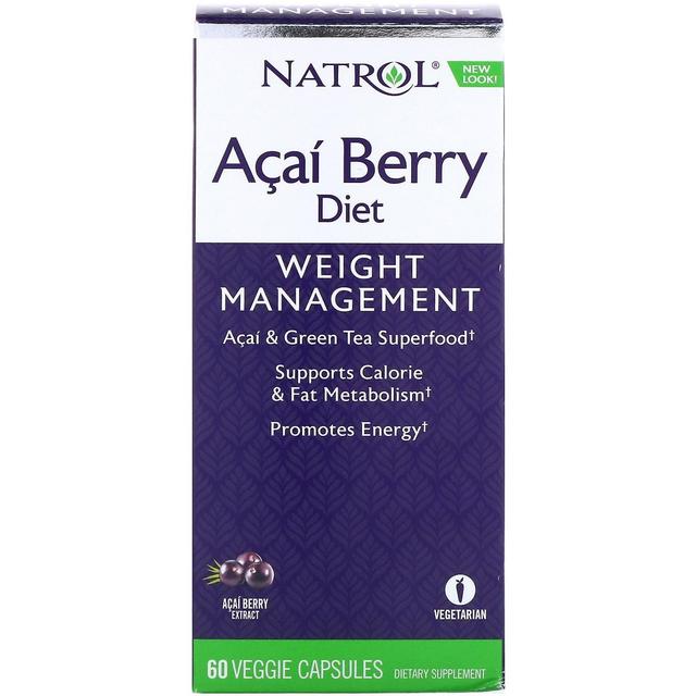 Natrol, Acai Berry Diet, Acai & Green Tea Superfoods, 60 Veggie Capsules on Productcaster.