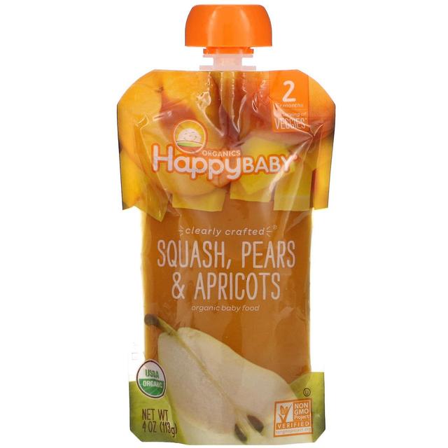 Happy Family Organics, Happy Baby, Organic Baby Food, 6 + Months, Squash, Pears & Apricots, 4 oz (11 on Productcaster.