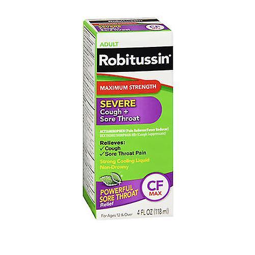 Robitussin Dospelý Maximálna sila Ťažký kašeľ + bolesť hrdla Reliéf kvapalina, 4 Oz (balenie po 1) on Productcaster.