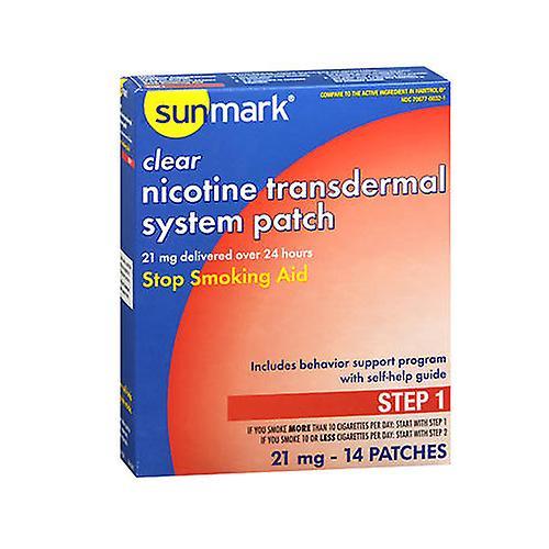 Sunmark Clear Nicotine Transdermal System Patches Step 1,21 mg,Count of 14 (Pack of 1) on Productcaster.