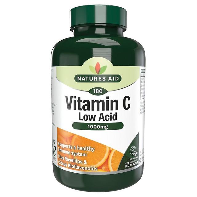 Natures Aid C-vitamin 1000mg lav syre (med hyben & Citrus Bioflavonoider), 180 tabletter. Velegnet til veganere on Productcaster.