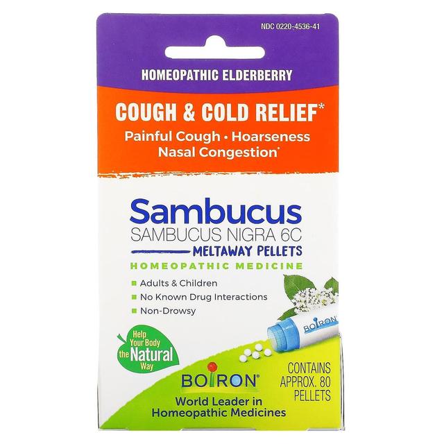 Boiron, Sambucus, Cough & Cold Relief, Meltaway Pellets, Approx. 80 Pellets on Productcaster.