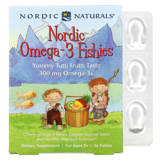 Nordic Naturals, Nordic Omega-3 Fishies, Para Edades 2+, Delicioso Sabor Tutti Frutti, 300 mg, 36 Pescados on Productcaster.