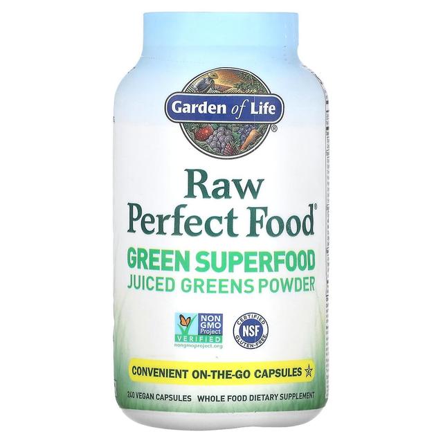 Garden of Life, RAW täydellinen ruoka, vihreä superfood, mehustettu vihreä jauhe, 240 vegaanikapselia on Productcaster.