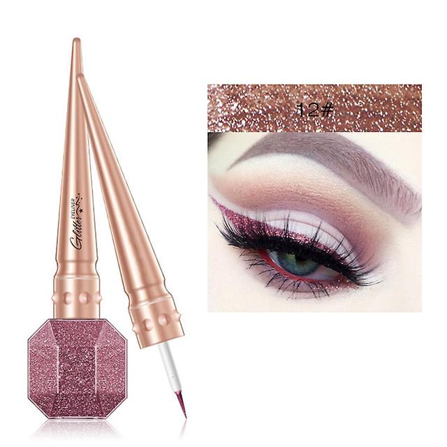 Colorful Glitter Eyeliner Long Lasting Smudge-proof Eye Liner Highlight Brighten Liquid Eye Liner 12 on Productcaster.