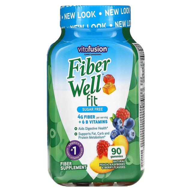 VitaFusion, FiberWell Fit Vitamins, Sugar Free, Natural Peach, Raspberry & Berry, 90 Gummies on Productcaster.