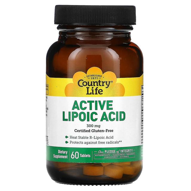 Country Life Vida no Campo, Ácido Lipóico Ativo, 300 mg, 60 Comprimidos on Productcaster.