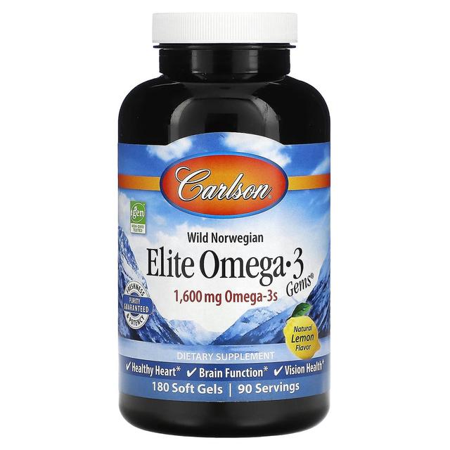 Carlson, Wild Norwegian, Elite Omega-3 Gems, Limone naturale, 800 mg, 180 Soft Gels on Productcaster.