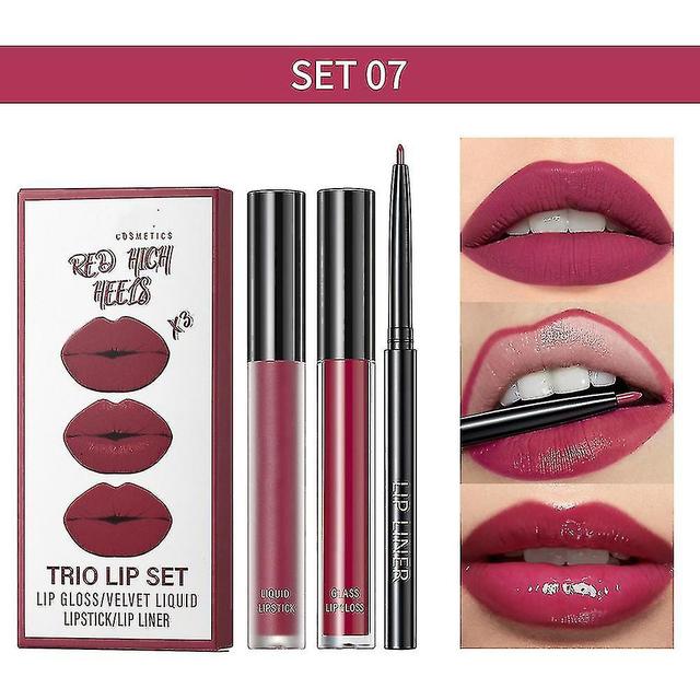 Scacv Lip Glaze Lip Liner Set Anti-stick Cup No Fading Lip Gloss Nourrissant Hydratant Maquillage des Lèvres 7 on Productcaster.