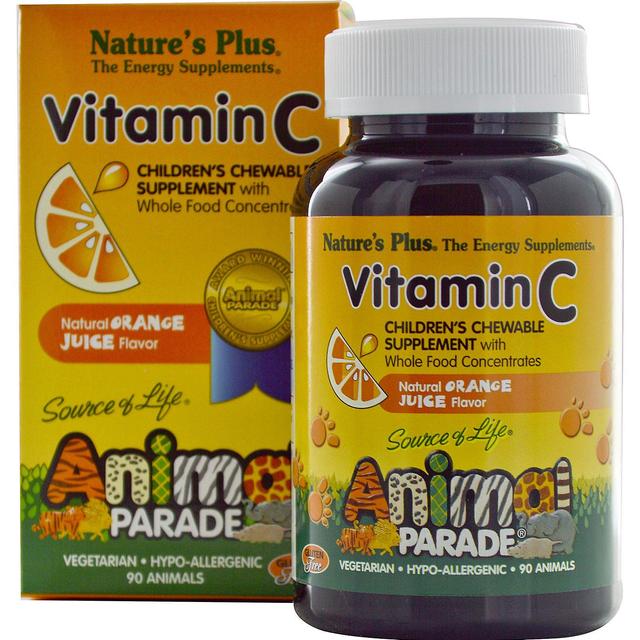 Vitamina C, Suplemento Masticable para Niños, Sabor a Jugo de Naranja Natural (90 Animales) - Nature's Plus on Productcaster.