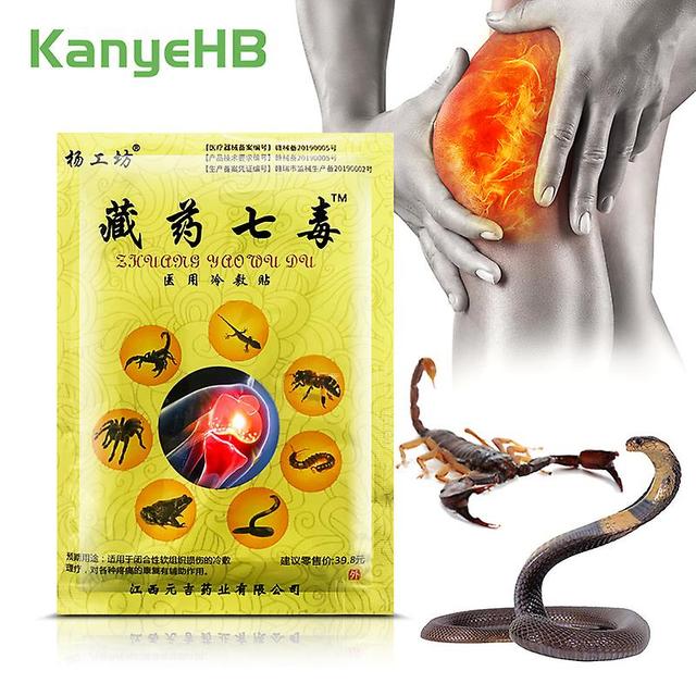 Qian 8pcs=1bag Pain Relief Herbal Knee Patches Snake Venom Extract Joint Back Pain Stickers Arthritis Treatment Medical Plaster H097 on Productcaster.