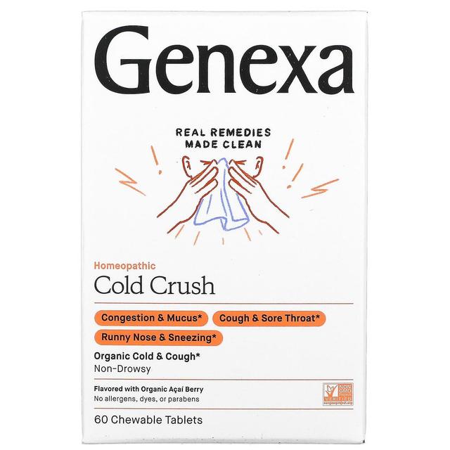 Genexa LLC, Cold Crush, Cold & Cough, Organic Acai Berry, 60 Chewable Tablets on Productcaster.