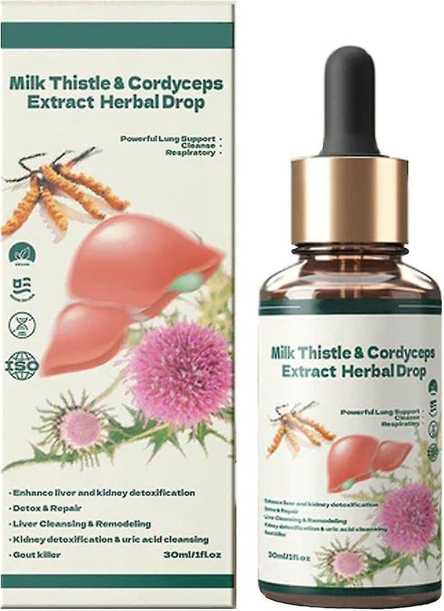 Milk Thistle Cordyceps Sinensis Drops, Milk Thistle Cordyceps Extract Herbal Drop, Powerful Liver Support, Detox Repair, Herbal Supplements 1PCS on Productcaster.