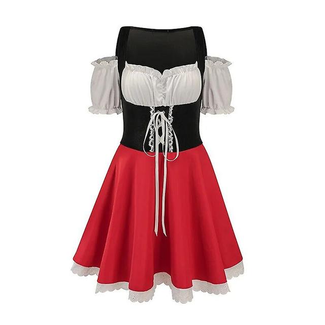 Aionyaaa Costume D'oktoberfest De Carnaval Bavarois Pour Femme, Tenue De Serveuse Traditionnelle Des Alpes, Robe De Soire De Barrage Cosplay A1 L on Productcaster.