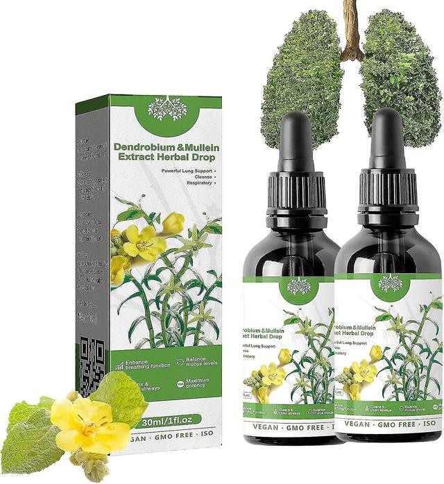 Herbal Lung Care Serum, Powerful Lung Support, Cleanse & Breathe, Herbal Lung Care Serum, Dendrobium Mullein Extract Herbal Drops 2pcs on Productcaster.