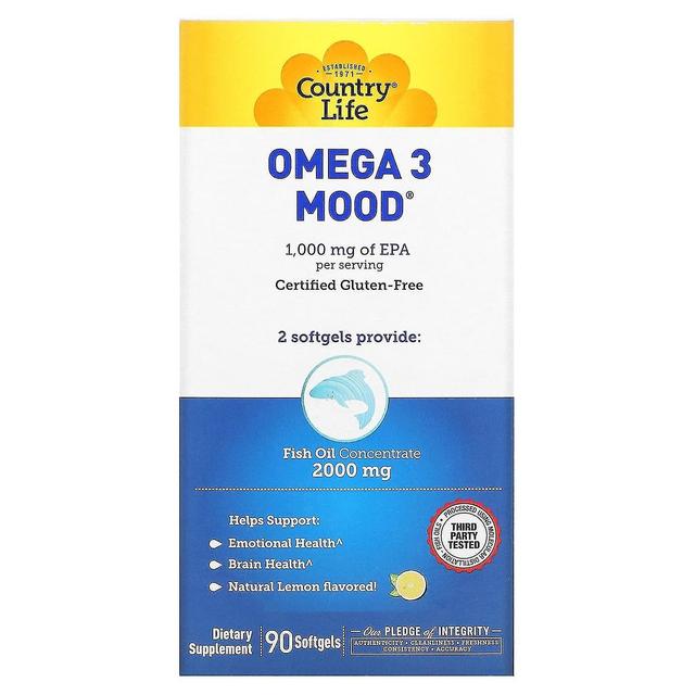 Country Life, Omega 3 Mood, Natural Lemon, 90 Softgels on Productcaster.