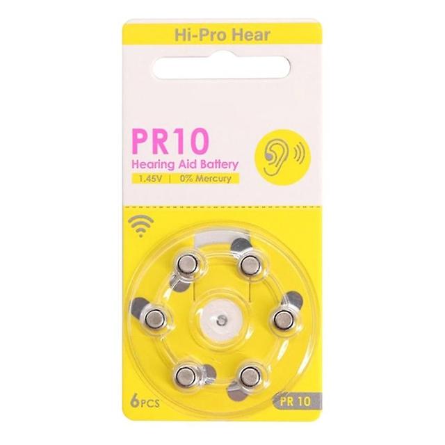 Set of 6/30/60pcs Zinc Manganese Batteries PR10 for Hearing Aids Repalcement 1 card 6 pieces on Productcaster.