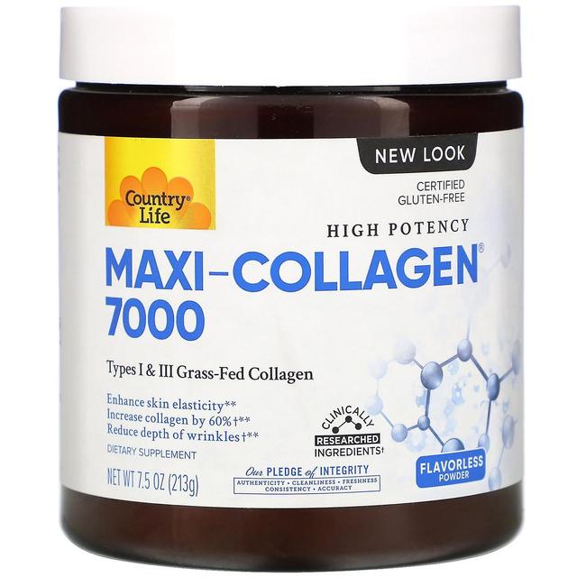 Country Life, High Potency Maxi-Collagen 7000, Smaklöst pulver, 213 g on Productcaster.