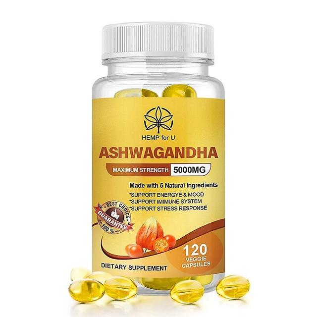 Le capsule di Ashwagandha, 5 in 1 equivalenti a 5000 mg combinate con curcuma, pepe nero, rodiola e rosmarino supportano l'umore e SleepTIB TIB. 120pc on Productcaster.