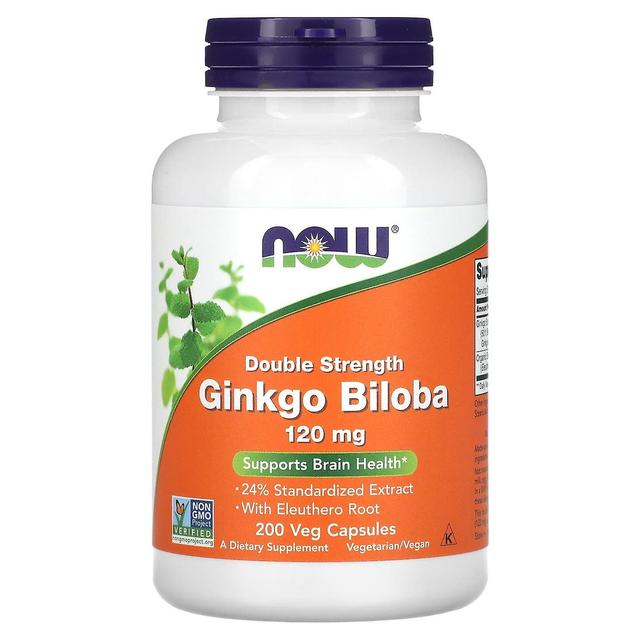 NOW Foods, Ginkgo Biloba, Doppelte Stärke, 120 mg, 200 vegetarische Kapseln on Productcaster.