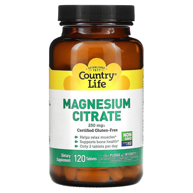 Country Life, Citrato de magnesio, 125 mg, 120 tabletas on Productcaster.