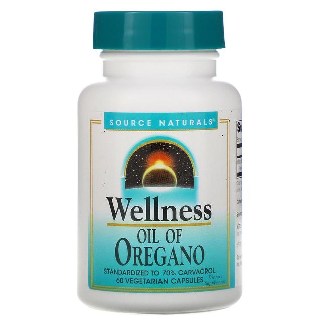 Source Naturals Kilde Naturals, Wellness, Olie af oregano, 60 vegetariske kapsler on Productcaster.