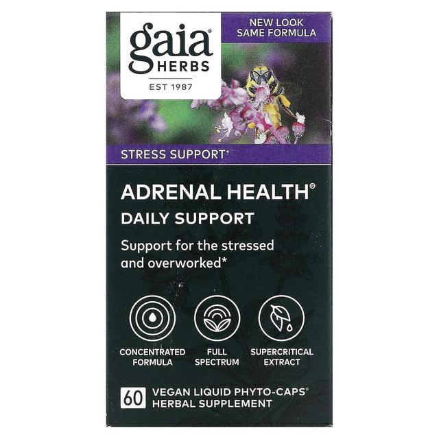 Gaia Herbs Zioła Gaia, zdrowie nadnerczy, codzienne wsparcie, 60 wegańskich płynnych fito-czapek on Productcaster.